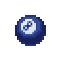 Pool ball, billiard ball isolated vector illustration. Board game billiards pixel art 80s style icon. Design logo, sticker, app. Game assets 8-bit sprite.