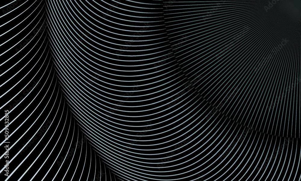 Poster vector illustration of the gray pattern of lines on black abstract background. eps10.