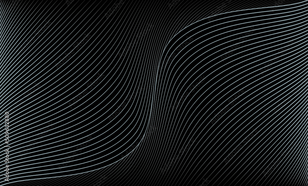 Poster vector illustration of the gray pattern of lines on black abstract background. eps10.