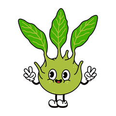 Cute funny brussels sprouts waving hand character. Vector hand drawn traditional cartoon vintage, retro, kawaii character illustration icon. Isolated on white background. Cabbage character concept