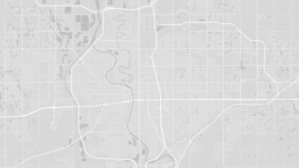 White and light grey Wichita Kansas city area vector background map, roads and water illustration. Widescreen proportion, digital flat design.