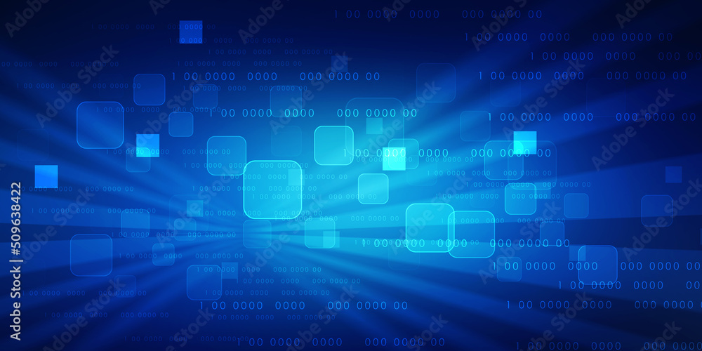 Poster 2d illustration abstract digital binary data on computer screen