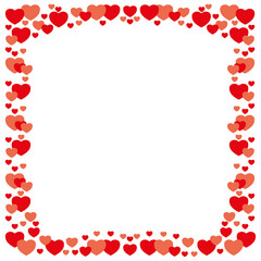 Squared frame with red hearts. Vector design template.