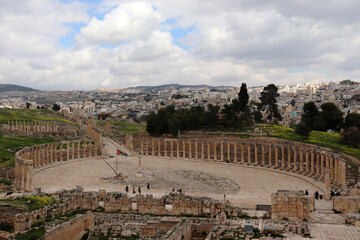  Jerash, Jordan - square of historical Jerash city (Grassa) Roman and Greek city