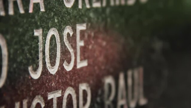 Detail of the Monument for the Fallen in the Falklands War (Guerra de Malvinas) located in San Martin Square, Retiro District, Buenos Aires, Argentina. Close-Up. 4K Resolution.