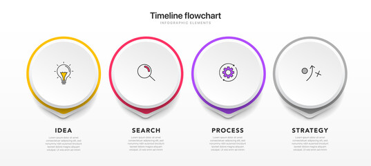 Timeline infographic design with 4 options or steps. Infographics for business concept. Can be used for presentations workflow layout, banner, process, diagram, flow chart, info graph, annual report.