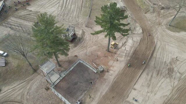 Aerial fly over of dirtbike track berm shot at 4k  60p