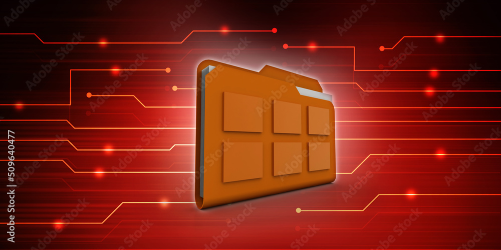 Poster 3d rendering folder with documents