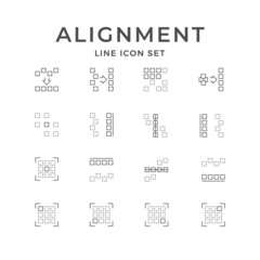 Fototapeta na wymiar Set line icons of alignment