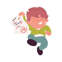 happy student with test