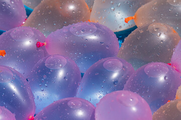 Close up of filled water balloons