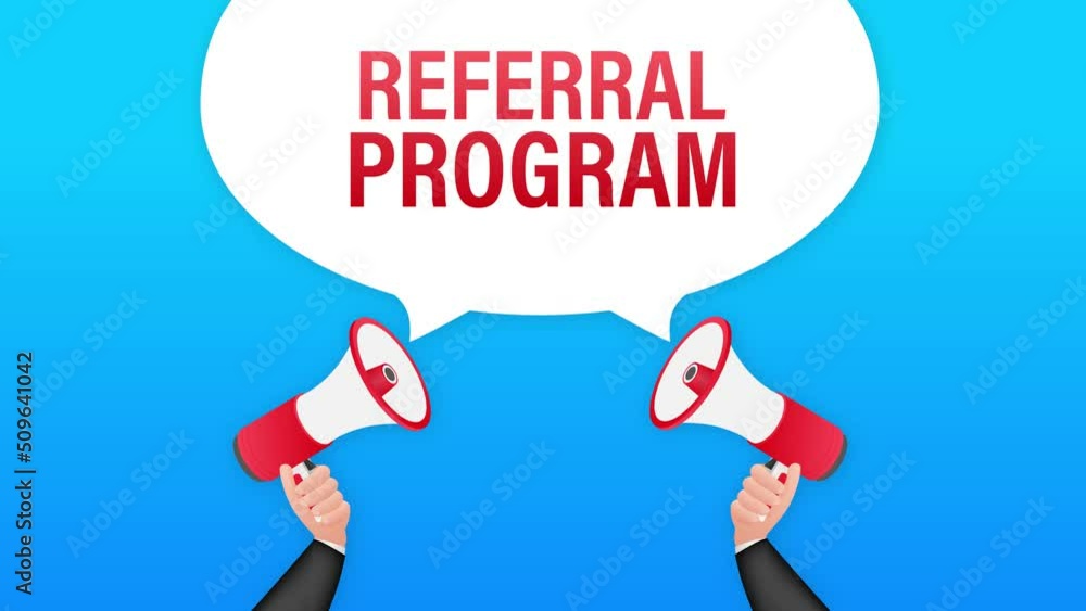 Poster Megaphone label with referral program. Megaphone banner. Web design. Motion graphics . 4k