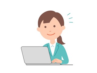 パソコンで、真剣に仕事をするビジネスウーマン