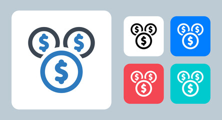 Savings icon - vector illustration . Savings, Saving, Money, Coins, Save, Cash, Budget, Investment, line, outline, flat, icons .