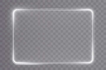 Collection of futuristic hud light white frame. HUD PNG. Technological background. Light glass white frames square, oval, rectangle, circle. HUD PNG.