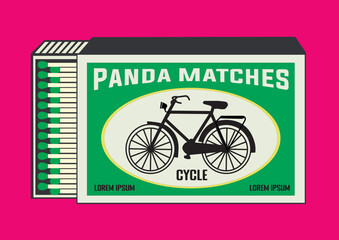 Fototapeta na wymiar Cycle vector icon. illustration in Matchbox and matches vector illustration. Vintage and antique matchbox packaging design illustration. retro style packaging. old style design. open box and template.