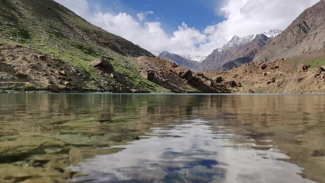 A silent water lake in the valley Highway between Leh and Manali, Deepak places to visit in Keylong.the waters of this glacial lake remain calm, 