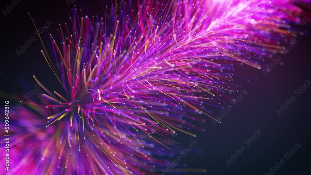 Poster abstract fluid particles graphic loop background/ 4k animation of an abstract fluid particles backgr