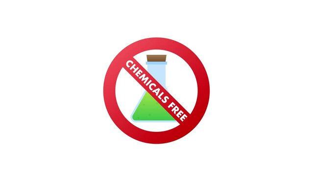 Green Motion graphics icon. Chemicals free on white background. 4k