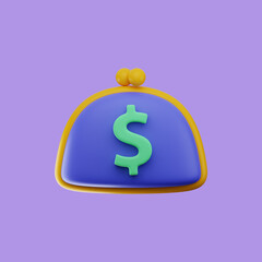 Premium Wallet Money Finance icon 3d rendering on isolated background