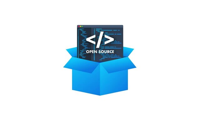 Software development and digital technology concept. Open source. 4k