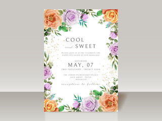 Beautiful floral watercolor wedding invitation card