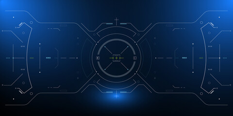 HUD Futuristic Drone, Space ship, Cockpit UI, GUI Screen Design Element. UI Technology Monitoring Virtual Reality View Display Concept Vector.