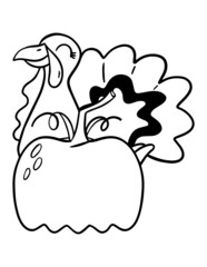 Thanksgiving Day coloring book page. Turkey coloring page. Cartoon outline illustration of a bird.