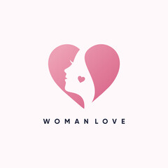 Woman and love icon vector with modern element concept logo design Premium Vector