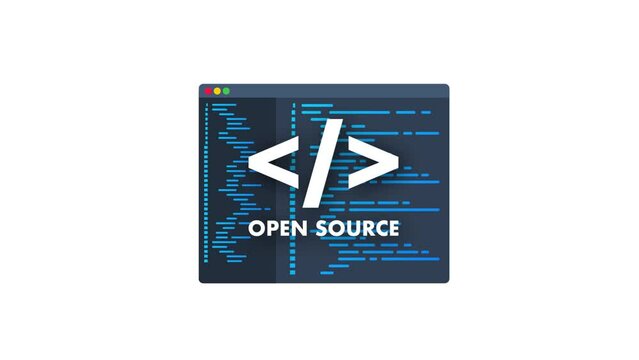 Software development and digital technology concept. Open source. 4k