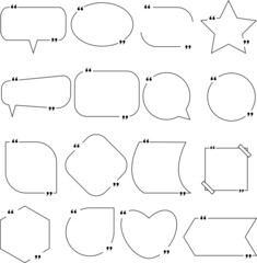 Fototapeta premium Quote box frame big set for colorful design of speech quotation marks. Templates of texting black line quote frames for definition, remark, and citation design ,Vector illustration. Writing box