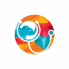 Elephant health and clinic vector logo design template.