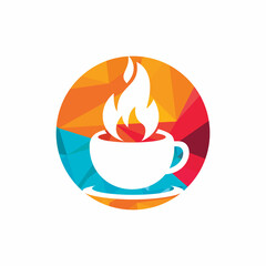 Hot coffee vector logo design template.	
