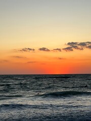 Orange Sunset over the Ocean