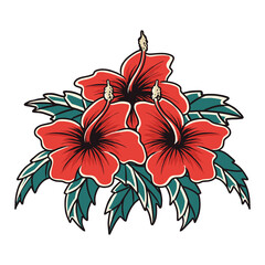 Retro Vintage Hibiscus Vector Illustration