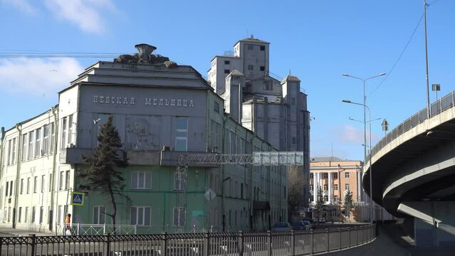 Bas-relief of Vladimir Ilyich Lenin on the Building of the factory management of the flour mill Neva Mill JSC. Administration Building, Saint Petersburg, Russia