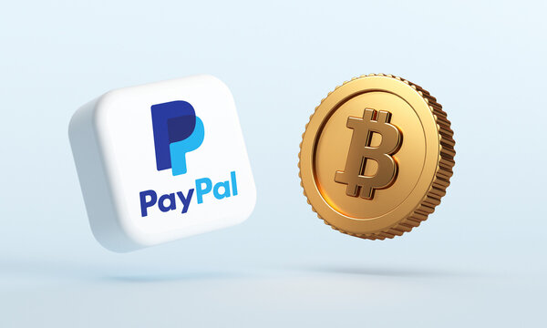 Valencia, Spain - June, 2022: PayPal logo with a bitcoin. The largest operator of electronic money allows transfer cryptocurrencies and withdrawing Bitcoin or Ethereum to external exchanges