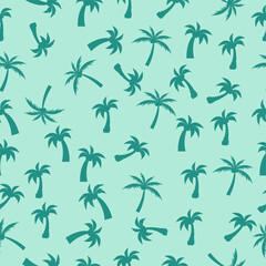 Seamless silhouette pattern of palm trees. Vector.