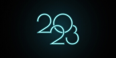 happy new year 2023 blue neon style design