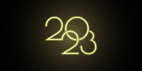 happy new year 2023 yellow neon style design