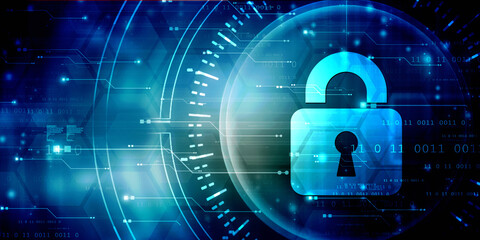 2d illustration Safety concept: Closed Padlock on digital background
