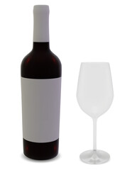 Wine bottle with wine glass.