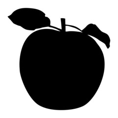 Apple black silhouette, healthy diet fruit, vector illustration.