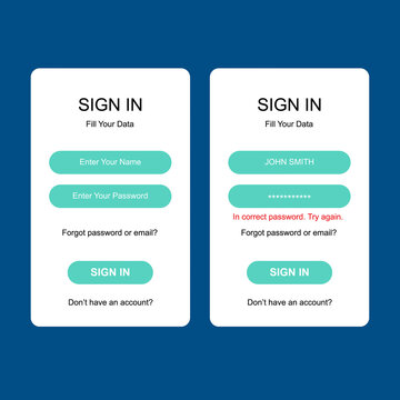 Set of Sign Up and Sign In forms, Registration form and login form page. Vector template for your design. Website ui concept.