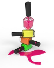 3D Rendering - Nail Polish Bright Color Illustration