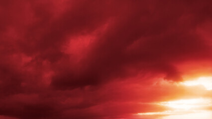 Obraz premium red and golden romantic sundown clouds background - abstract 3D rendering
