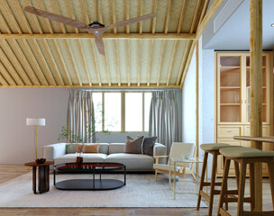 3d rendering,3d illustration, Interior Scene and  Mockup,interior design livingroom, Bohemian Style.