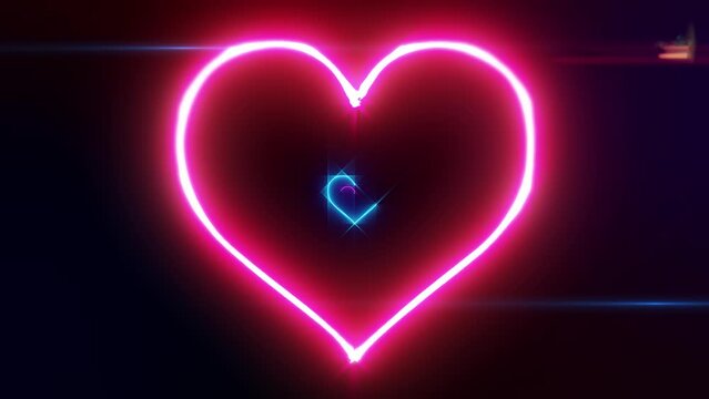 Red and Blue Neon Heart ,Valentine's Day, loopable
