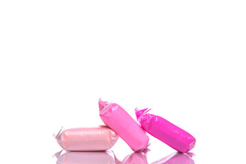 Air plasticine mass for modeling colored ultralight plasticine isolated on white background.