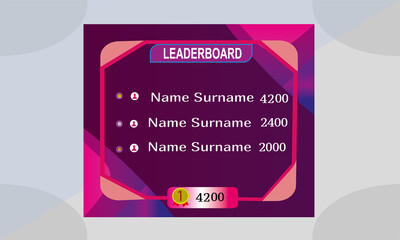 Game leaderboard with abstract background
